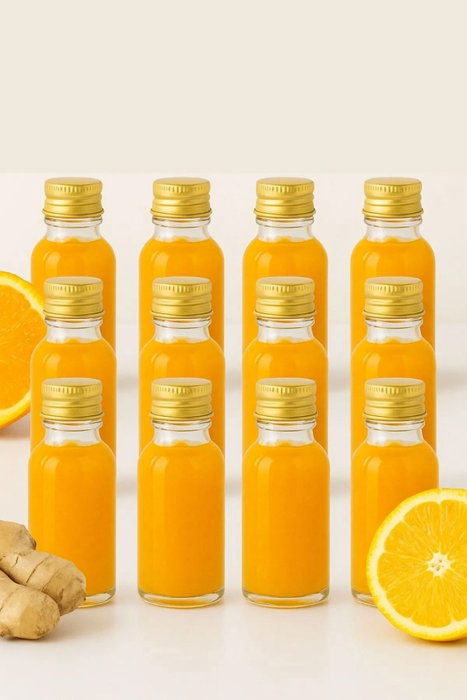 Hermia Juego de Botellas de Vidrio Transparente y Dorado de 30 ml (12 piezas)